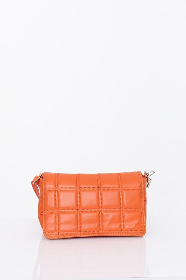 Women's Orange Plastic Chain Shoulder Bag
