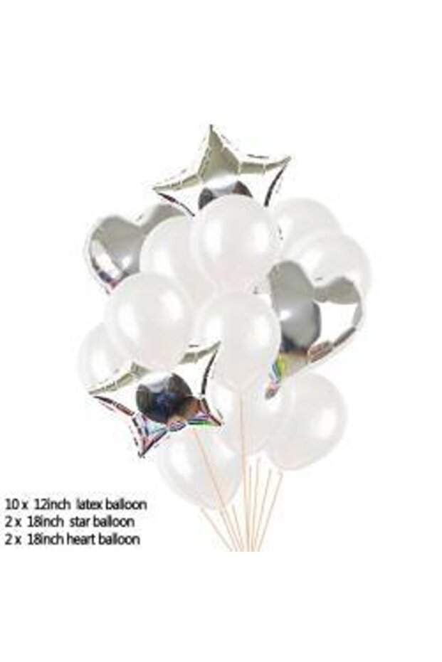 White Latex and Foil Balloon Set