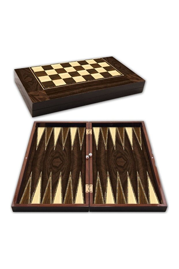 Ceviz Polyester Kaplama Tavla Dama Seti - 1