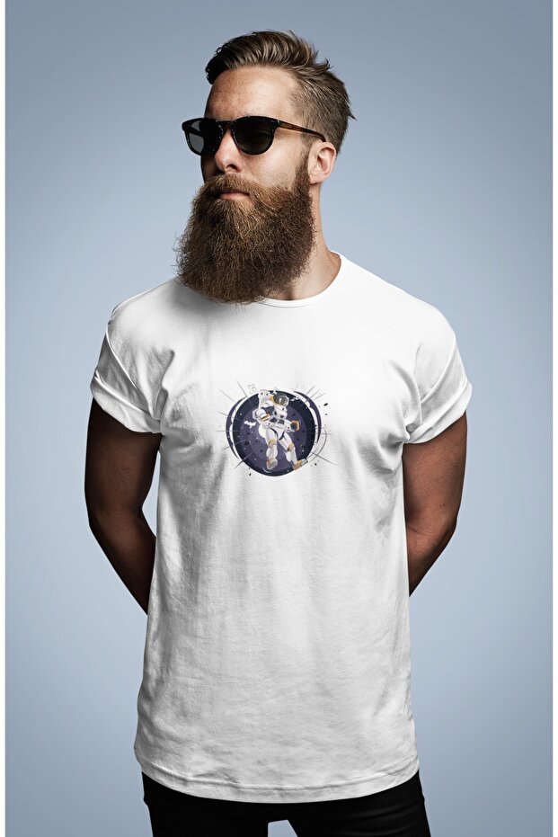 قميص أبيض مطبوع كبير الحجم - 3