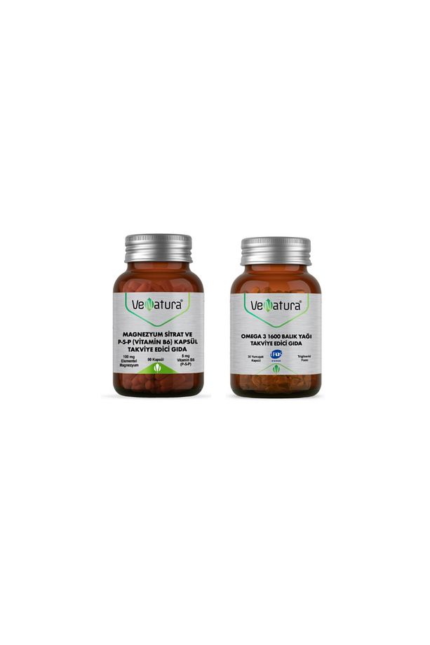 Omega 3 1600 Balık Yağı 30 Yumuşak Kapsül + Magnezyum Sitrat Ve P5p (vitamin B6) 90 Kapsül - 1