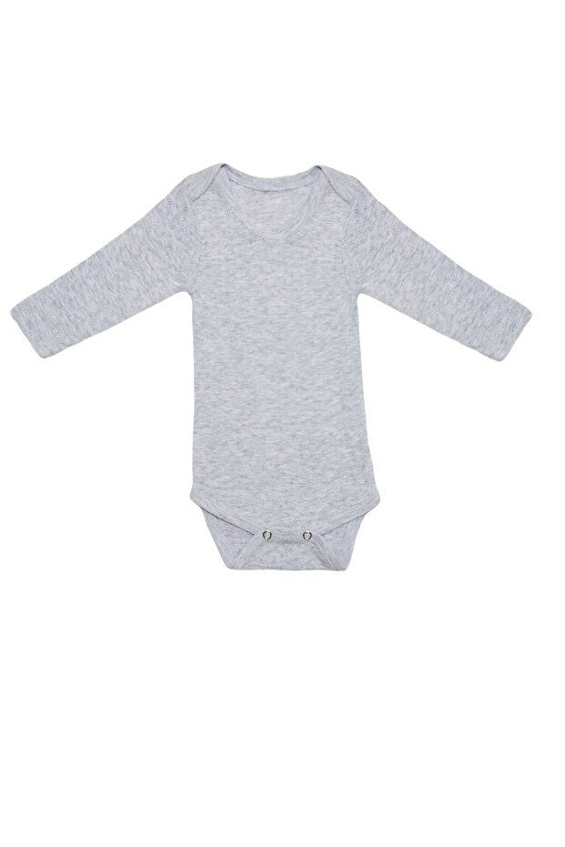 Baby Snapback Body Unisex Bodysuit - Gray Long Sleeve