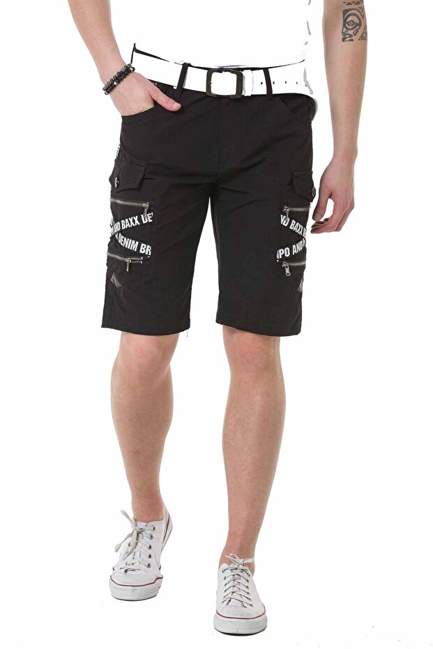 Ck253 Black Men's Shorts with Cargo Pocket