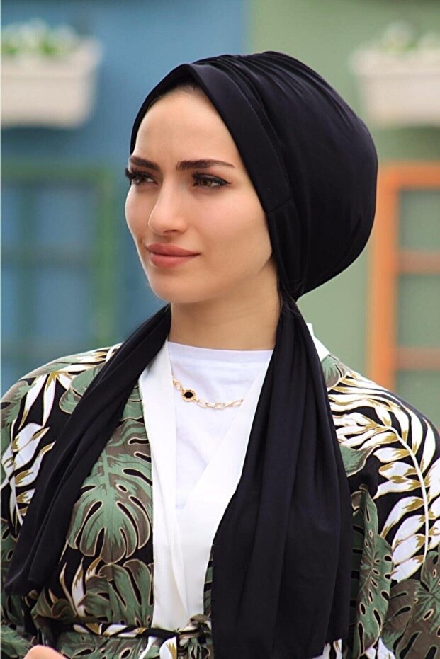 تصميم جاهز شال بونيه برباط أسود