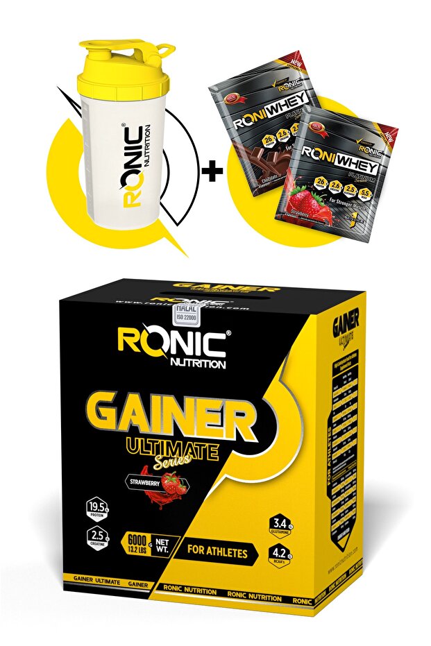 Ronic Nutrition Gainer Mass Ultimate 6000 G Kilo Almaya Yardımcı Karbonhidrat Tozu (ÇİLEK AROMALI)