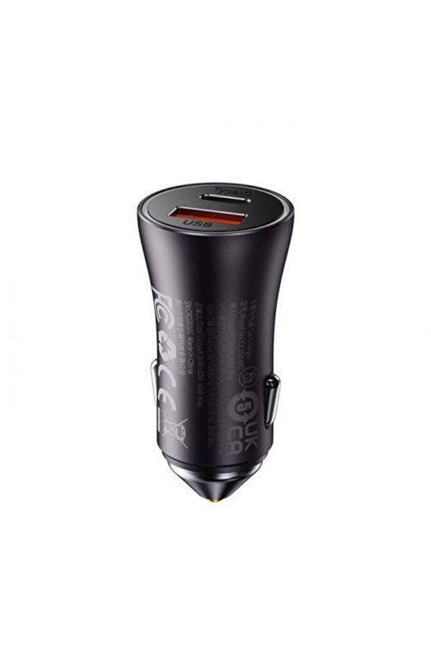 Golden Araç Şarj Cihazı 60W Çift Port (USB-A + Type-C) – Gri - 2