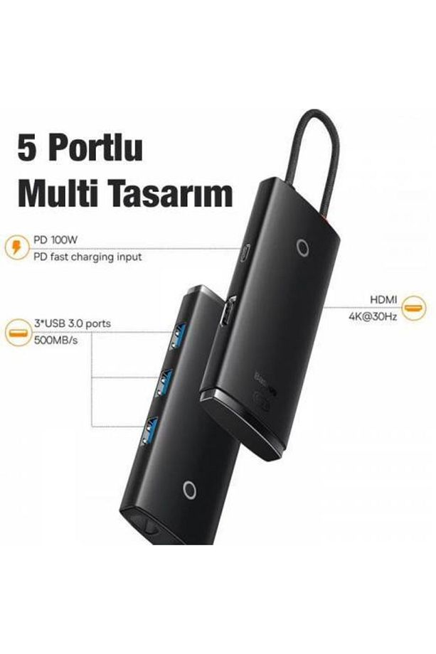 100w 5 Portlu Type-c Hub Adaptör Çoklayıcı Hdmı 4k 3*usb 3.0 Pd Girişli Typce Hub - 4