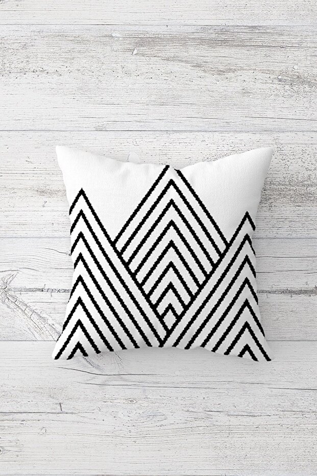 Lines and Triangle Pattern One Side Printed Hidden Zipper Pillow Case Throw Pillow Pillow Case - 1