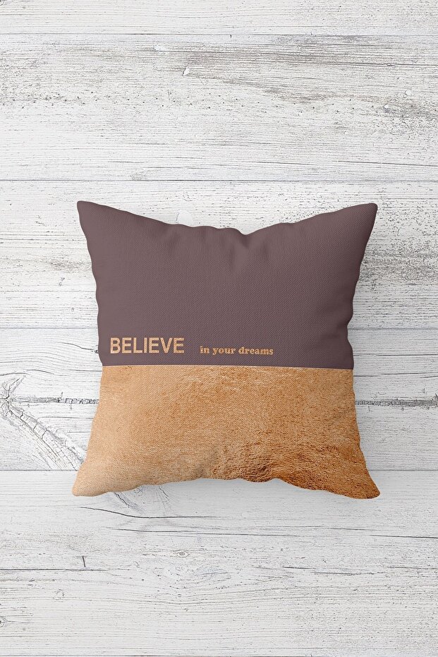 غطاء وسادة بسحّاب خفي مطبوع من جانب واحد مع رسالة Believe