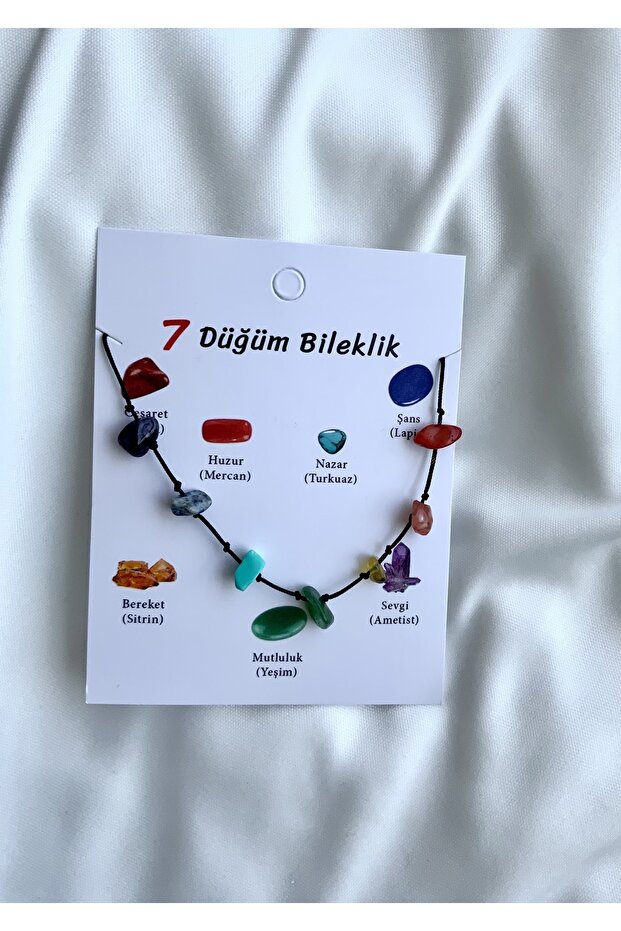 7 Knot Natural Stone Bracelet Akil Coral Strin Amethyst Jade Lapis Turquoise