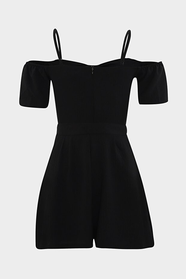 Cut Out Yaka Detaylı Şort Tulum - 2