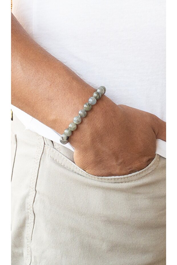 Unisex Natural Stone Bracelet Labrodite 6thGet 7Crown Chakra Bow Lion Scorpio Adaptation Stone