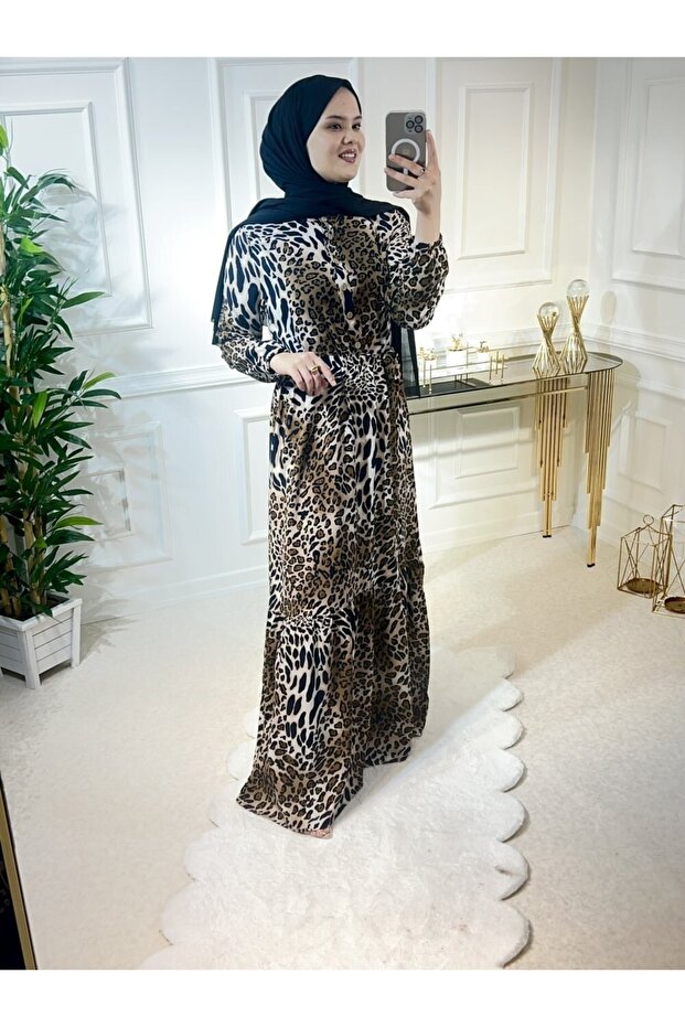 Rochie Aleyna Bumbac Vâscoză - Leopard Mare - 5