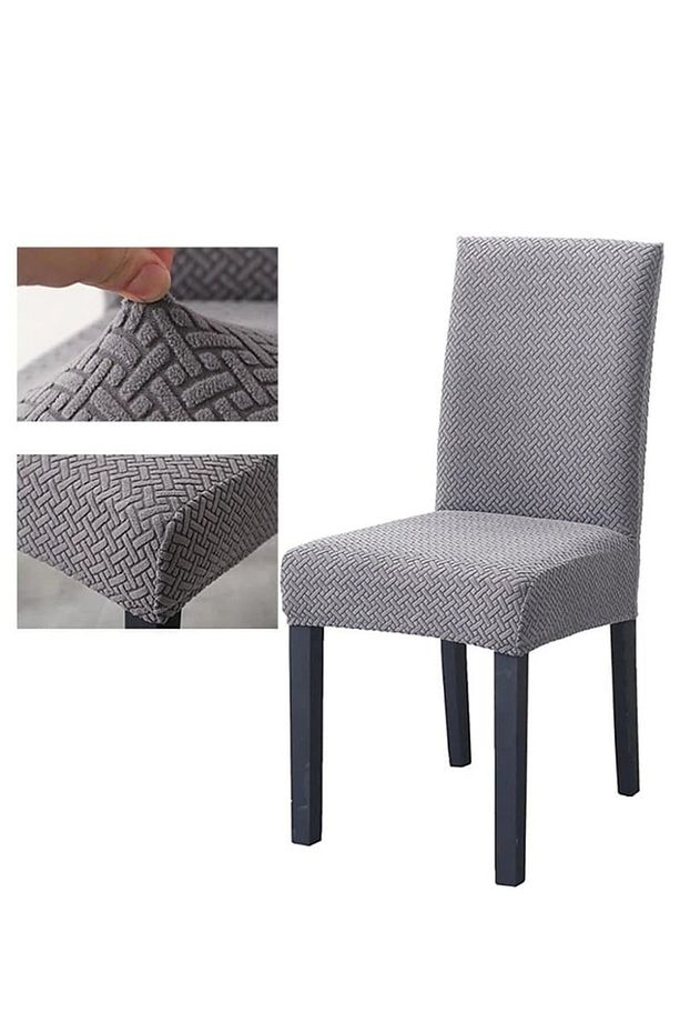 Kaliteli Hasır Jakarlı Bambu Kumaştan Standart Sandalye Kılıfı Lıkralı 1 Adet Kahve Renk Teklı Örtü - 1