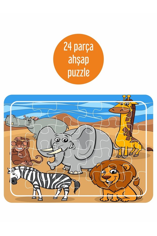 Sevimli Hayvanlar 24 Parça Ahşap Puzzle