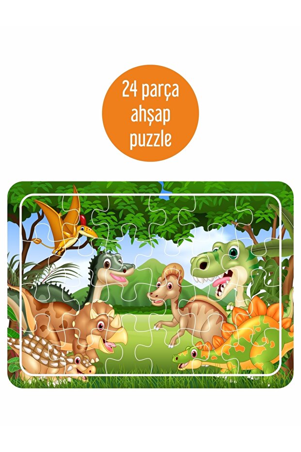 Cute Dinosaurs 24 Piece Wooden Puzzle