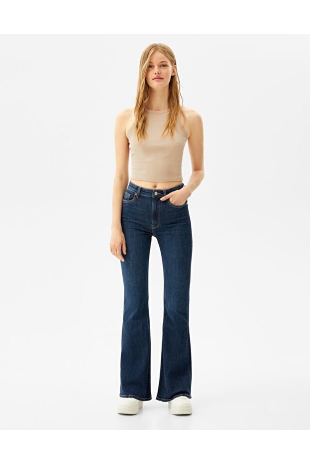 Dark Blue Women's Flare Leg Jeans
