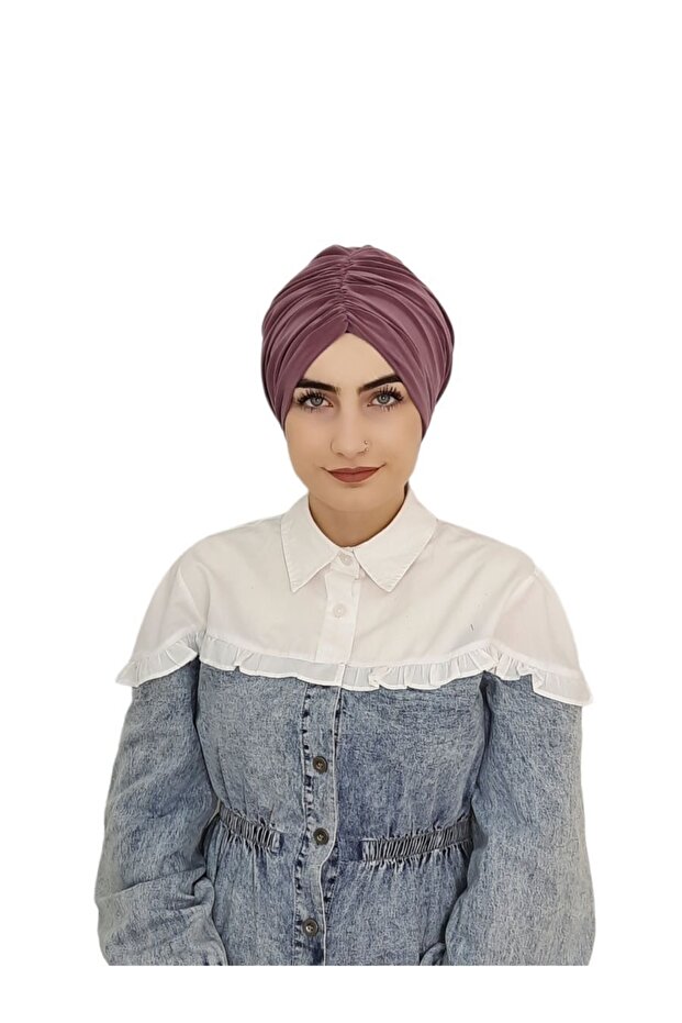 غطاء رأس جاهز برباط أمامي وأربطة خلفية أرجواني