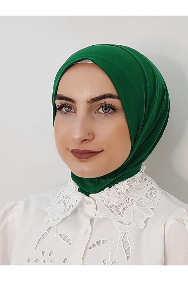 Snap Fastener Ready Scarf Shawl Hijap Green Color