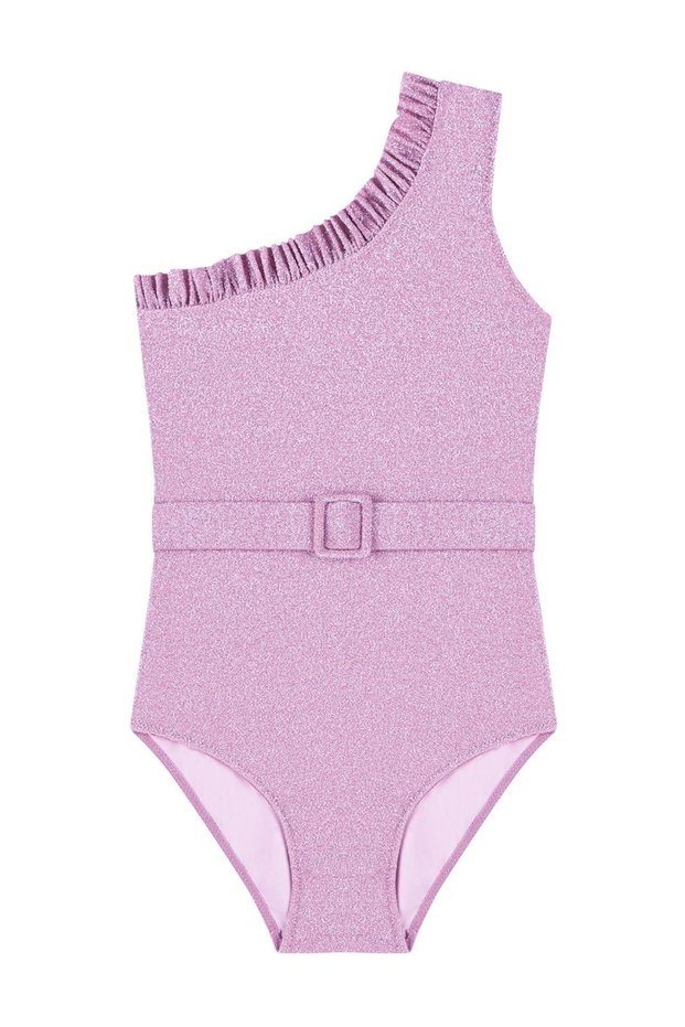 Asymmetrical Lurex Lilac Swimsuit for Children