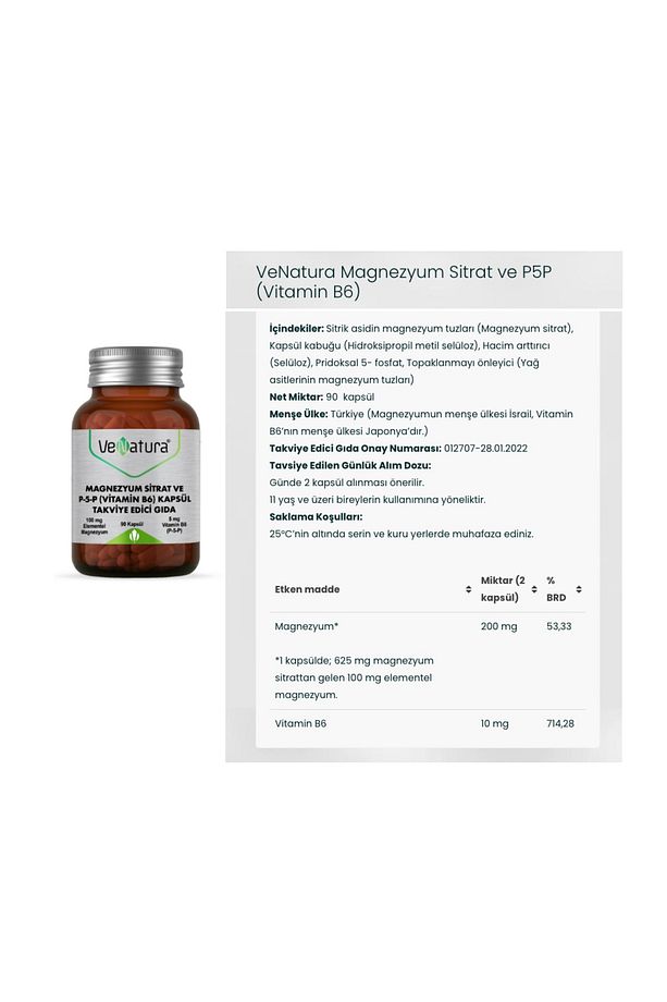 Magnezyum Sitrat,p5p ( B6) 90 Kapsül + Demir (17 Mg) 90 Kapsül - 2