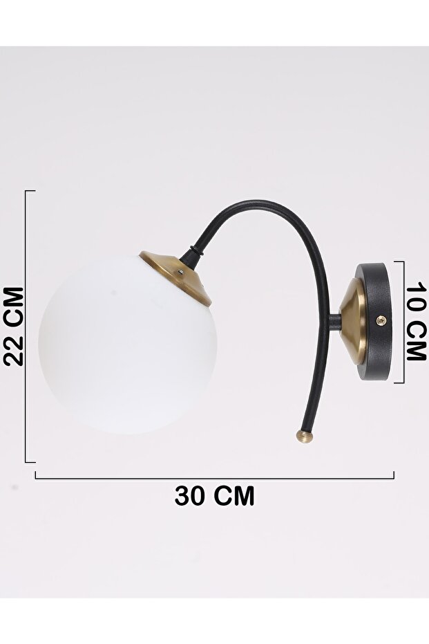 Yoyo Siyah Eskitme Beyaz Camlı Aplik - 3