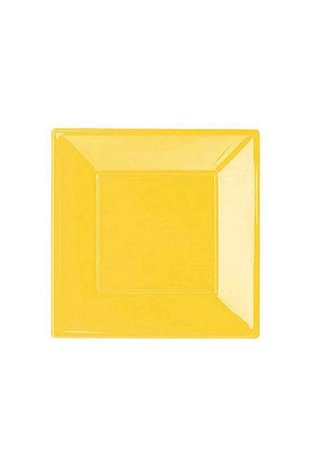 Sarı Küçük Plastik Kare Tabak - 1