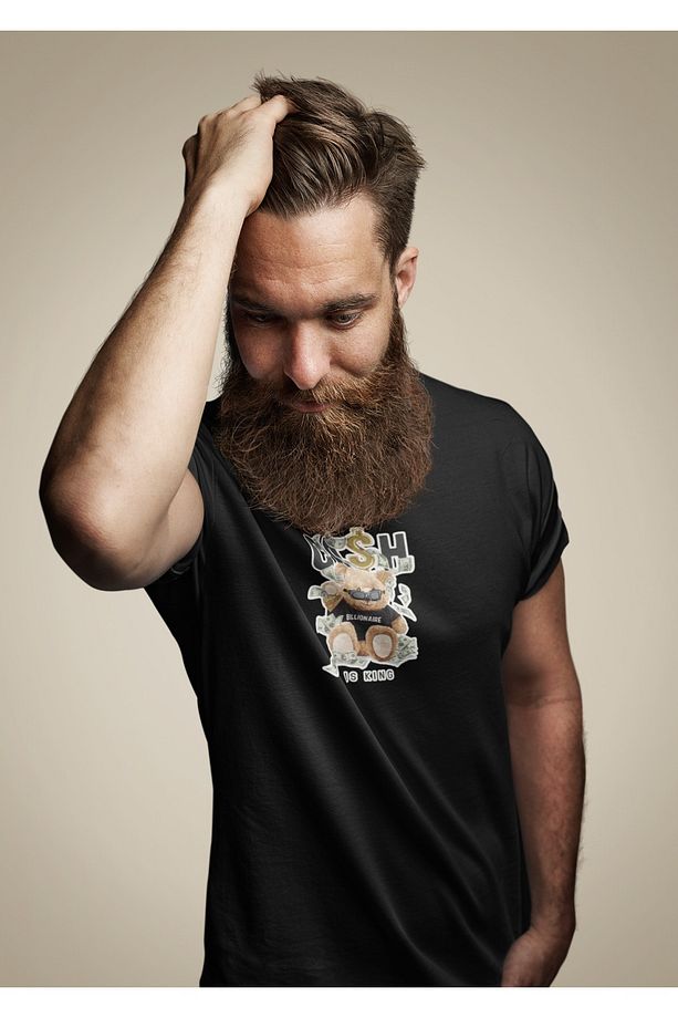 Oversize Baskılı Siyah Tshirt - 4