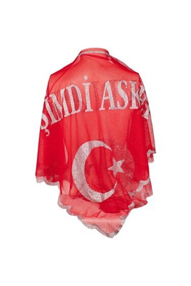 Pullu O Şimdi Asker Kırmızı Asker Örtüsü Duvağı Tek Eldiven - 1