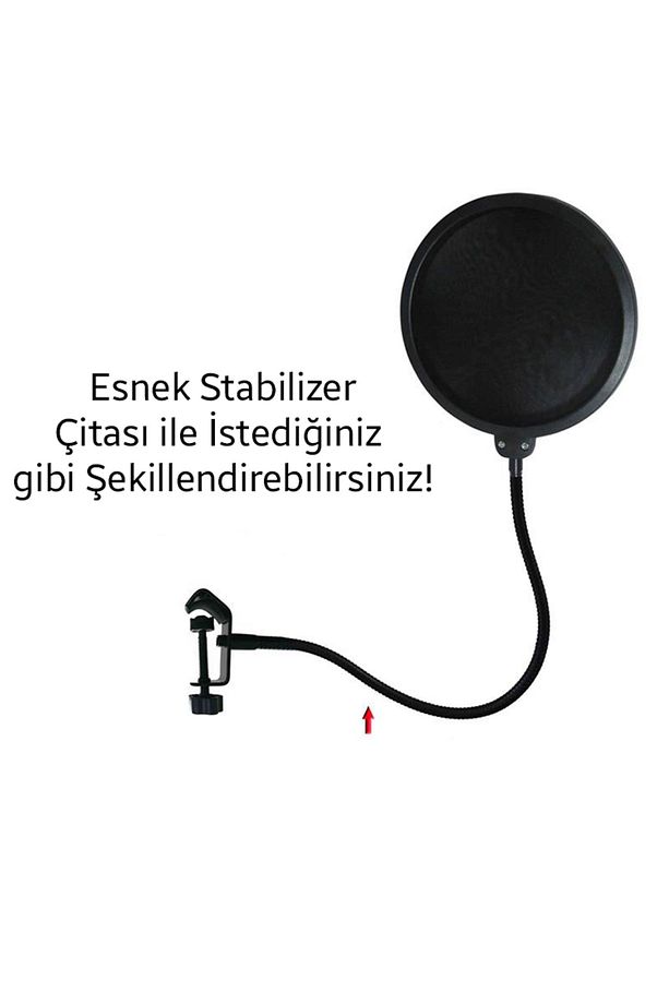 Ally Çift Katman Stüdyo İçin Mikrofon Pop Filtre Youtuber-SİYAH - 6