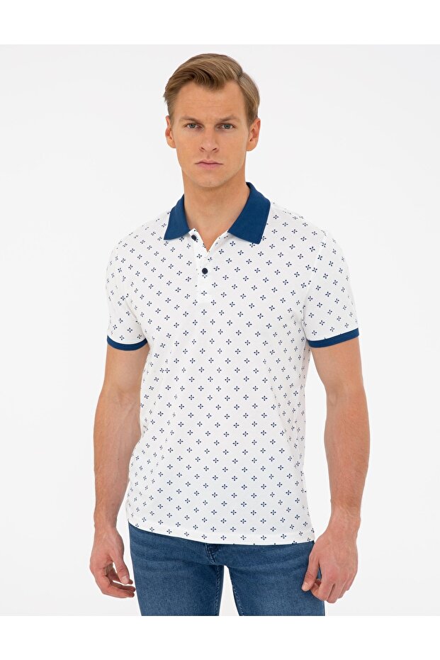 Ecru Slim Fit Polo Neck T-shirt