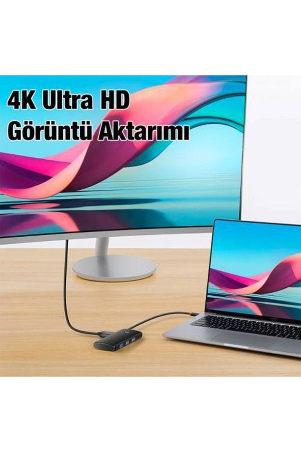 100w 5 Portlu Type-c Hub Adaptör Çoklayıcı Hdmı 4k 3*usb 3.0 Pd Girişli Typce Hub - 7