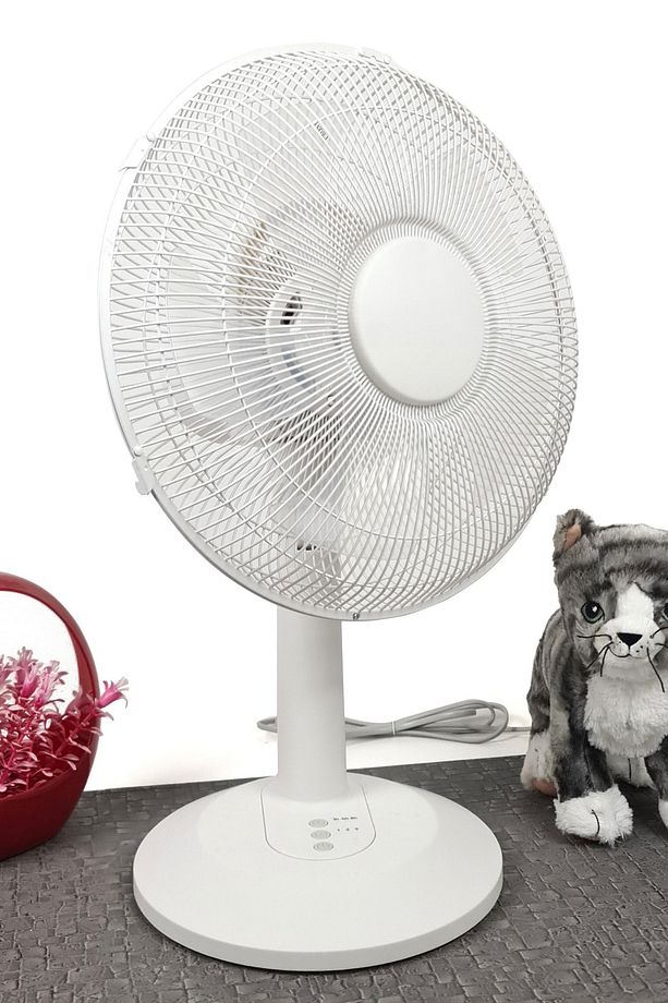 Masa Üstü Vantilatör Zaman Ayarlı Salınımlı 3 Kademeli Vantilatör 30cm Çap Beyaz Nc012 - 1