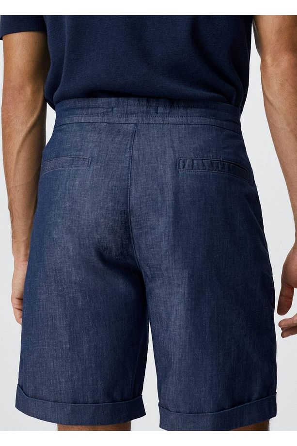 Ip Detaylı Denim Bermuda Şort - 8