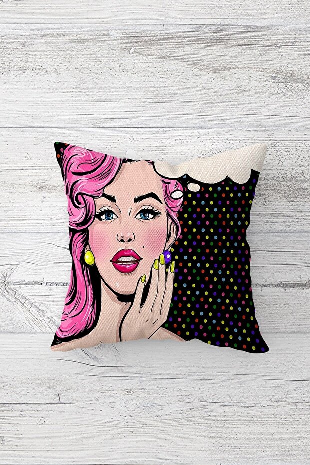 غطاء وسادة مطبوع من جانب واحد ملون من Pop Art مع سحاب خفي، غطاء وسادة للأريكة
