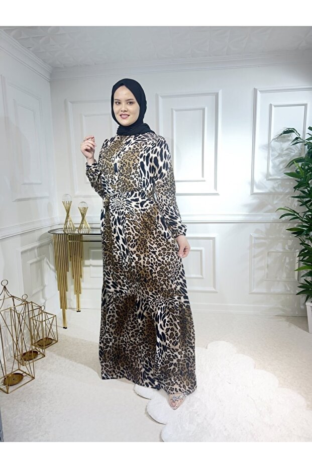 Rochie Aleyna Bumbac Vâscoză - Leopard Mare - 3