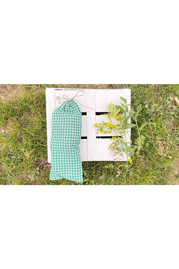 Green Colored Gift Bag with Gingham Pattern - 1