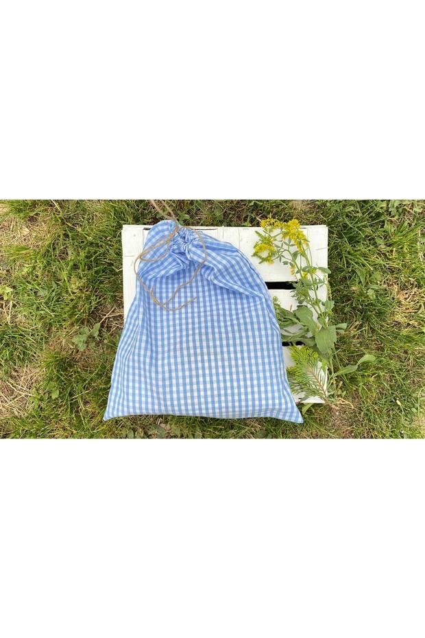 حقيبة هدايا كبيرة منقوشة باللون الأزرق الفاتح - 2