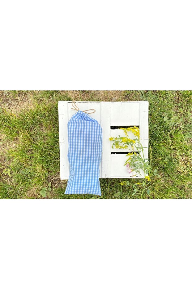 حقيبة هدايا ذات لون أزرق فاتح مع نمط القماش القطني - 2