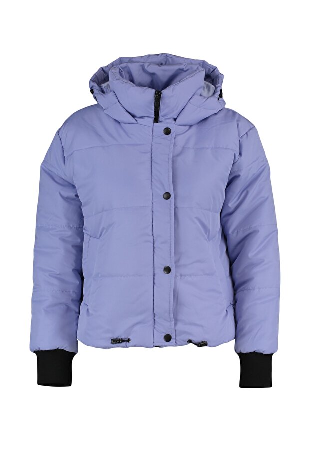 Oversize Lilac Puffer Jacket with Hood and Zipper - Twoaw21Mo0144 - 6
