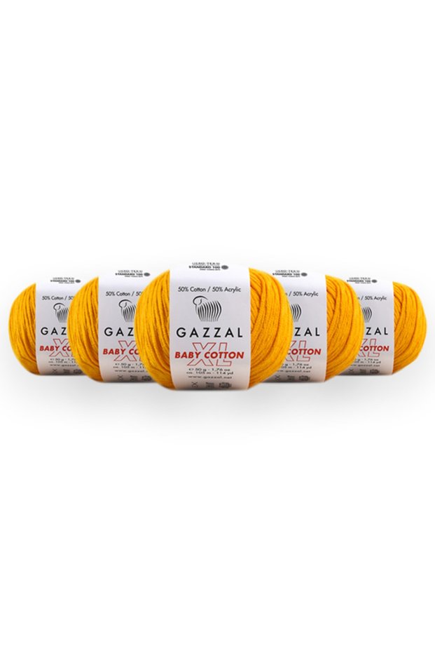 Baby Cotton XL 50 g, 5-Pack Amigurumi, Punch Hand Knitting Yarn Taka Yarn (3417 XL)