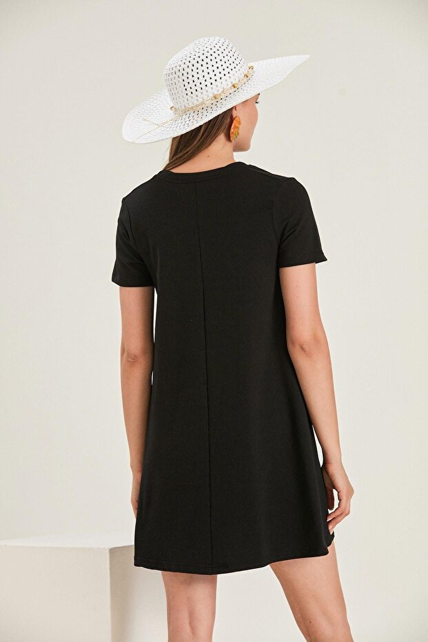 V Yaka Elbise Tunik - 4