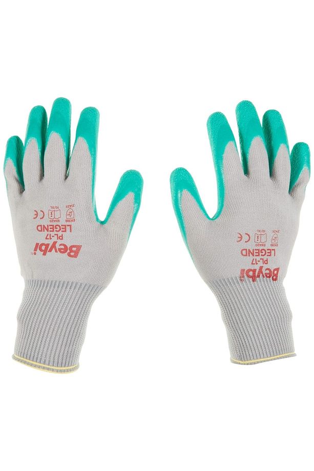 Pl-17 Legend Lateks Kaplı Polyester Örme Iş Eldiveni Yeşil No: 10...12 adet gonderilecektir - 1