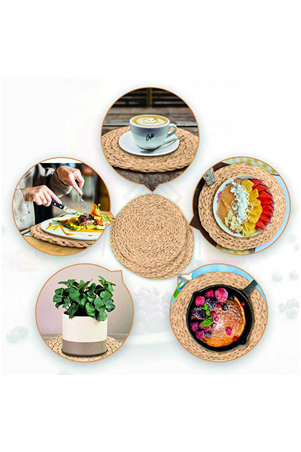 1 Adet El Yapımı Lüx Örme Hasır Bambu Amerikan Servis Supla - 6