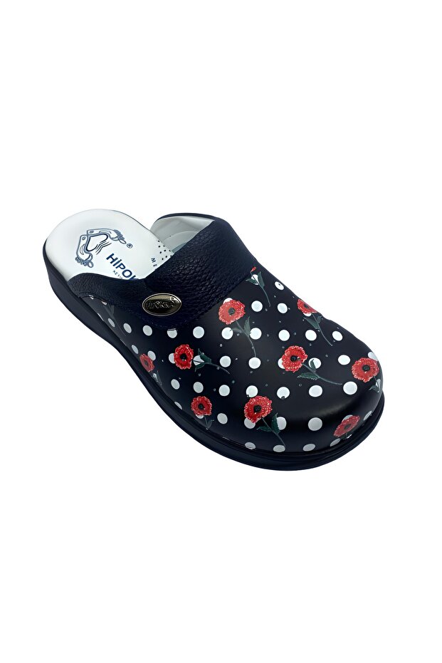 Hippocrat Navy Blue Point Floral Patterned Nurse/doctor Sabo