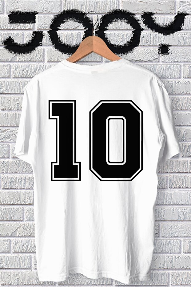 Unisex Number 10 Design White Oversize Tshirt