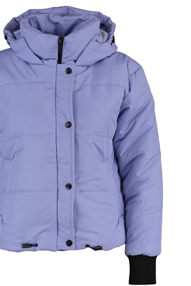 Oversize Lilac Puffer Jacket with Hood and Zipper - Twoaw21Mo0144 - 7