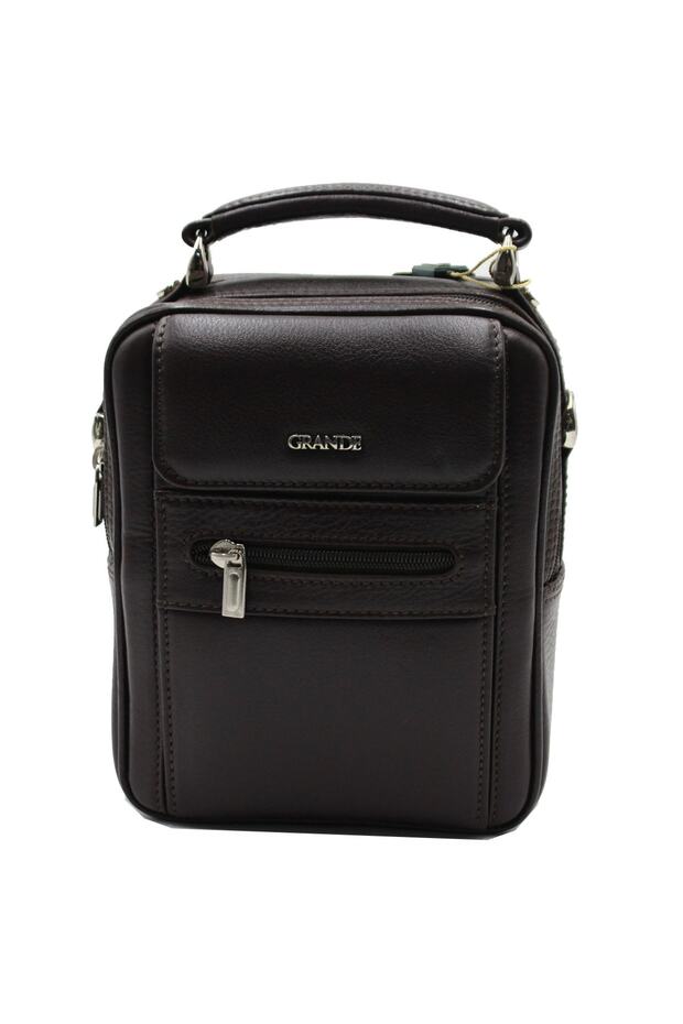 Genuine Leather Men's Handbag Brown