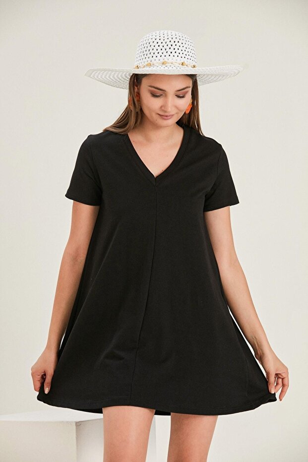 V Yaka Elbise Tunik - 3