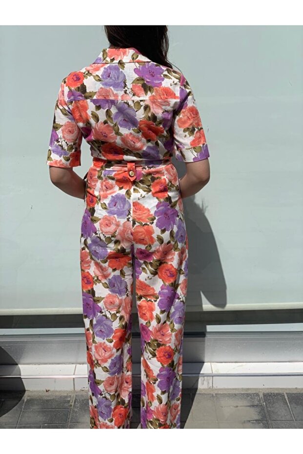 Çiçek Desenli Tulum - 4